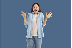 Portrait of very surprised woman, a Person Photo by StudioRomantic