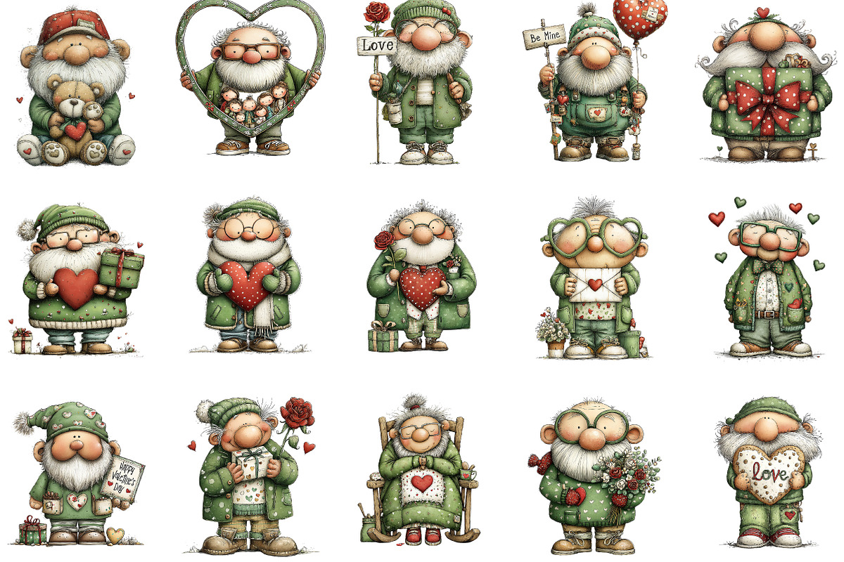 Whimsical Valentine Grandpa Clipart, an Illustration by Designking (Photo 3 of 5)