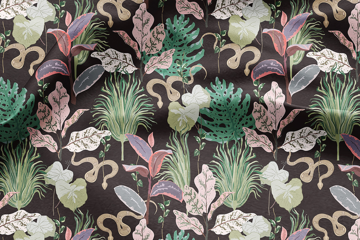 Snake in grass seamless+ clipart set, a Texture Graphic by PatternsBlooming (Photo 3 of 7)