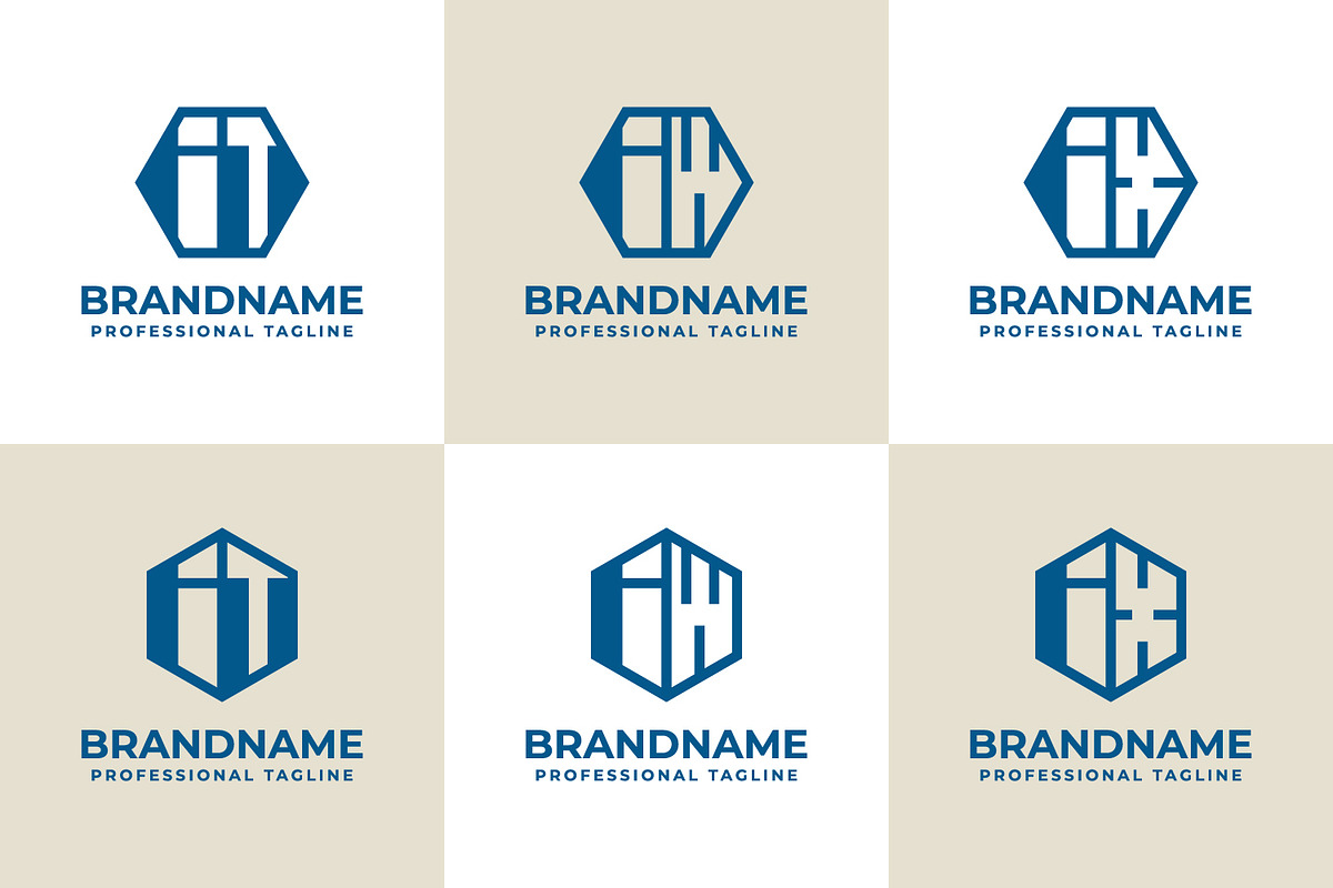 Letters IT IW IX Hexagon Logo Set, a Branding & Logo Template by Pray Art Design Studio