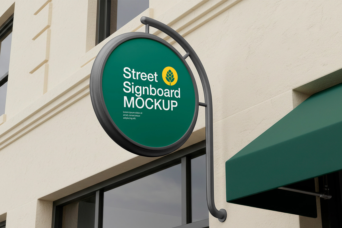 Street Round Signboard Mockup, a Product Mockup by OneVectorStock (Photo 2 of 2)