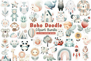 Boho Doodle Baby watercolor Clipart, an Illustration by CreationArt (Thumbnail 1 of 5)