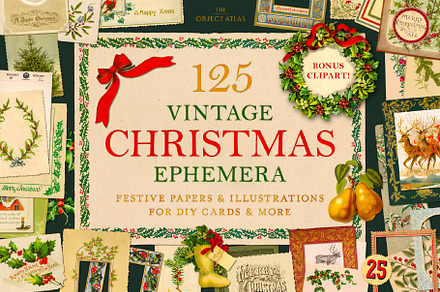 125 Vintage Christmas Ephemera, an Object Graphic by The Object Atlas