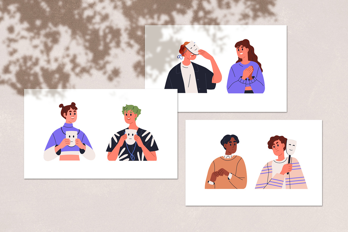 People behind fake mask concept set, a Person Illustration by Good Studio (Photo 11 of 11)