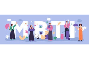 Mbti word with people. Characters, an Object Illustration by YummyBuum