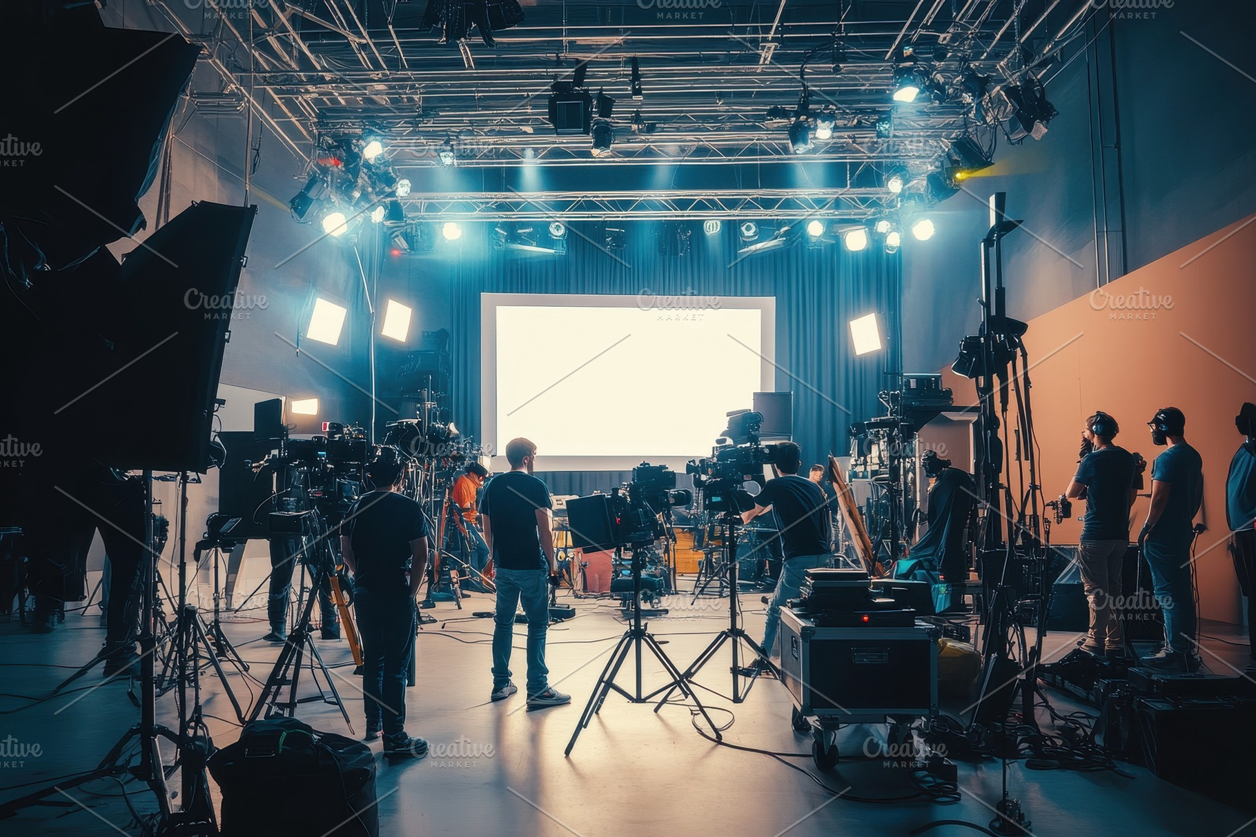 People working in a studio, a Photo by Pavel_design
