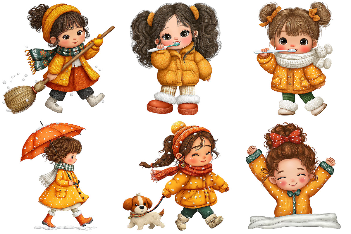 Daily Routine Winter Girl Clipart, an Illustration by Craft Nest (Photo 7 of 9)