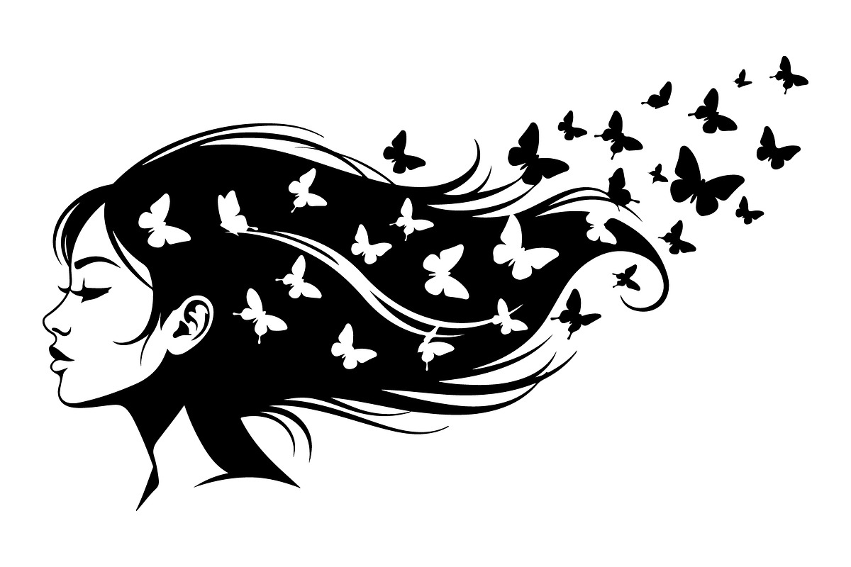 Woman Butterfly Hair Silhouette, an Object 3D Model by yasushie (Photo 8 of 31)