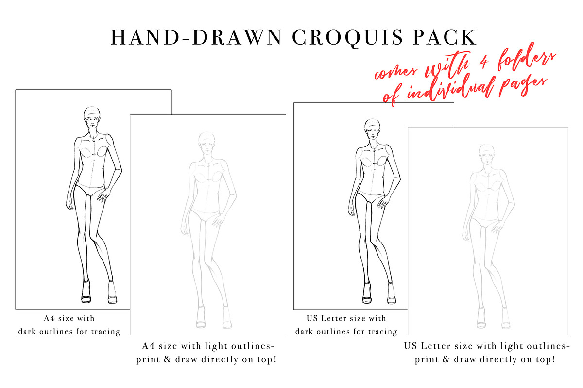 Sale-Hand-Drawn Fashion Croquis Pack, an Illustration by Art by Lin (Photo 2 of 4)