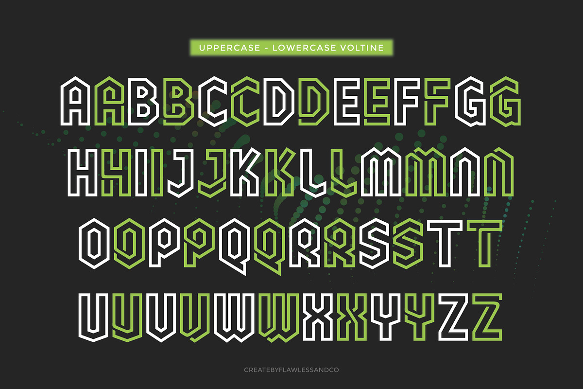 Voltine - Modern Neon Typeface, a Font by Flawless And Co (Photo 9 of 10)