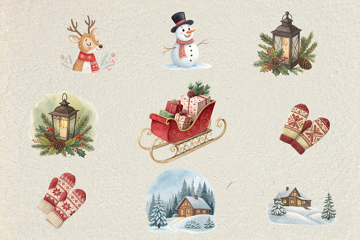 Cozy Christmas Holiday Set, a Seasonal Illustration by RevintageStudio (Photo 6 of 6)