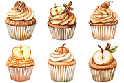 Watercolor Autumn Cupcake Clipart, an Illustration by Craft Nest (Thumbnail 2 of 6)