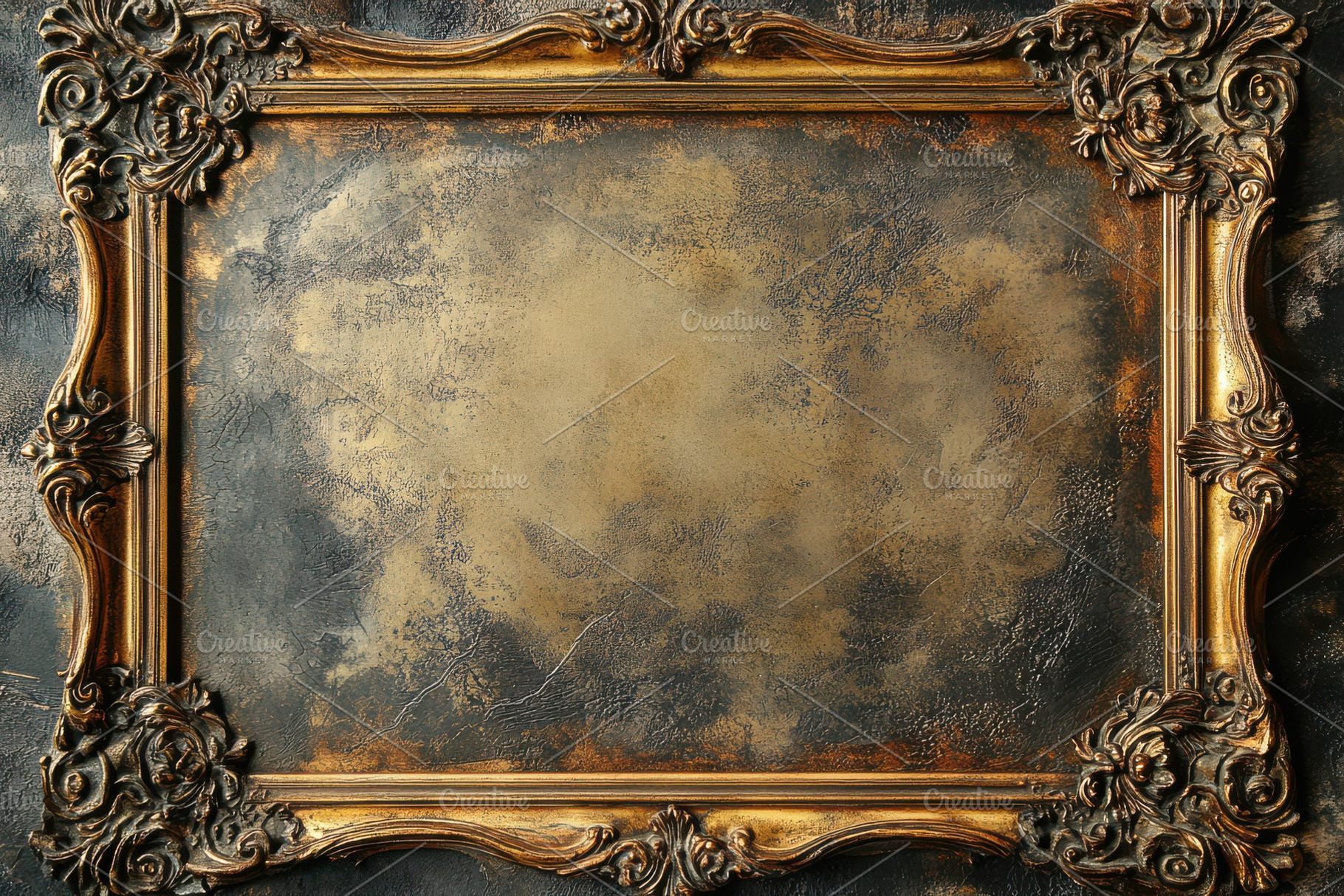 Antique gold vintage frame with intr, an Abstract Photo by Pixeness