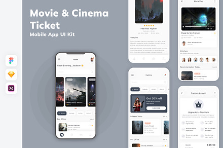 Movie & Cinema Ticket App UI Kit, an UI Kit Template by uicube