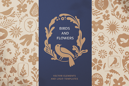 Birds and flowers - vector elements, a Background Graphic by venimo