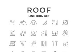 Set Line Outline Icons Of Roof