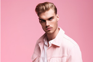 Caucasian Model Pink Background