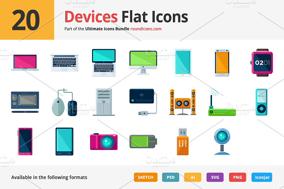 20 Devices Flat Icons preview 2