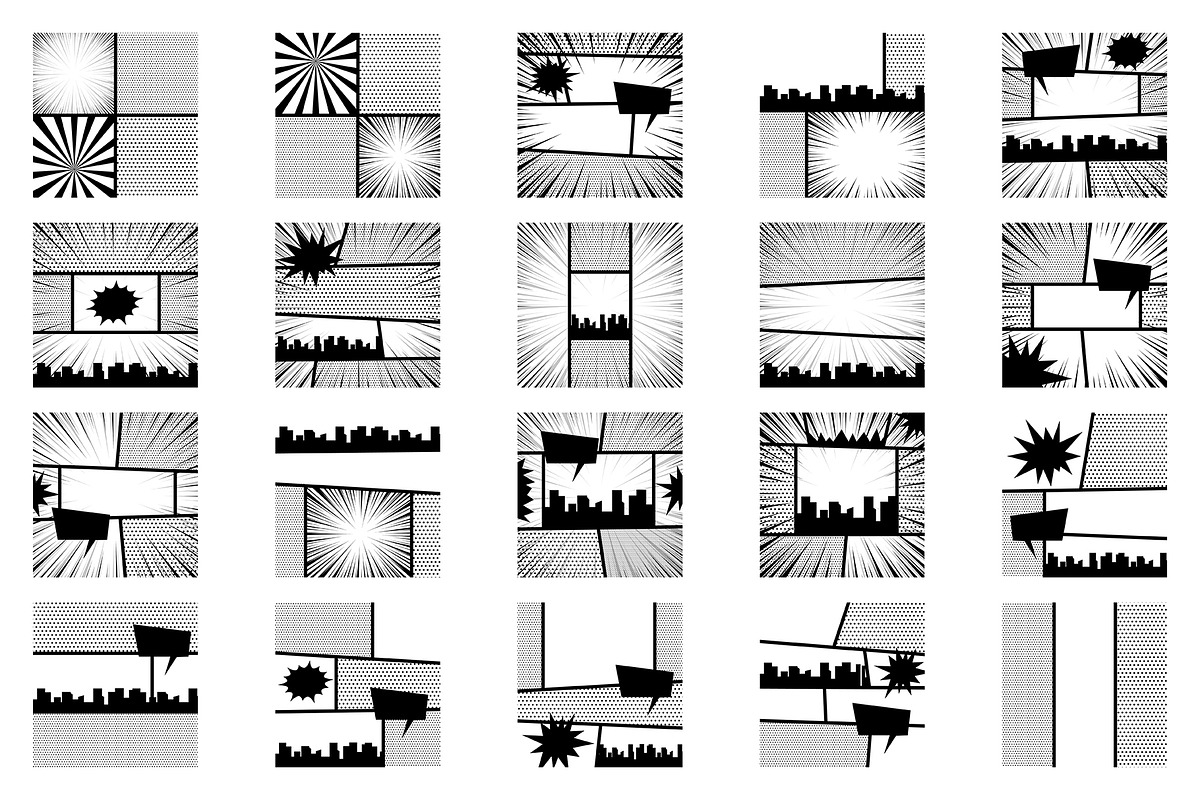 20 Black White Comic Book background, a Decorative Illustration by Kapitosh (Photo 3 of 3)