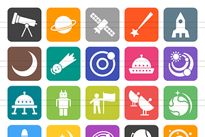 50 Astronomy Flat Round Corner Icons