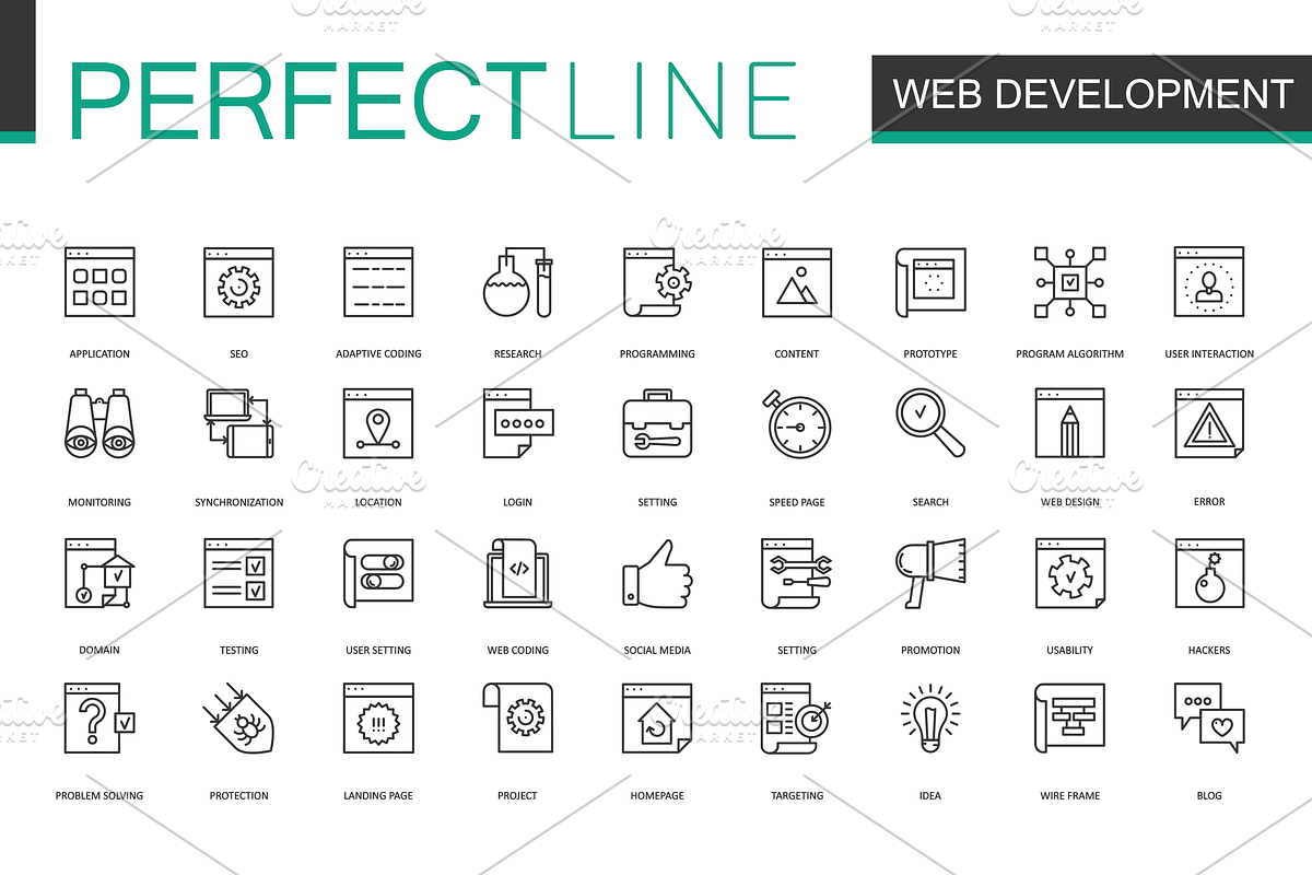 180 Perfect Line icons., an Outline Icon by Lemberg Vector