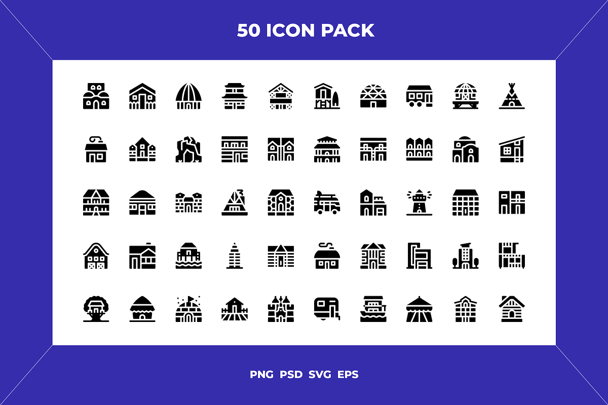 Types of houses icons, an Outline Icon by Wencory (Photo 1 of 2)