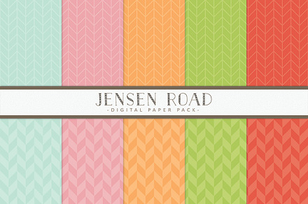 Spring Herringbone Digital Papers preview 2