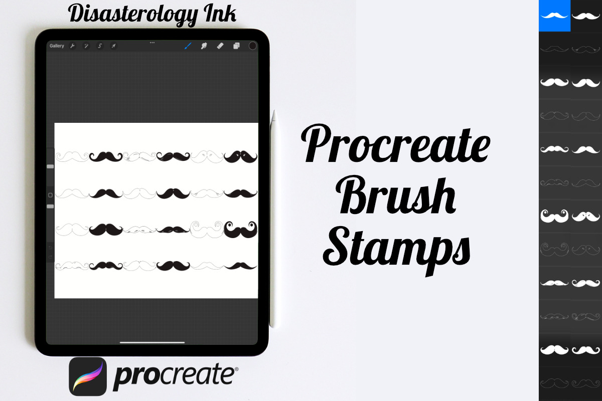Hipster Moustaches Set 1 Procreate, a Brush Add-On by Disasterology Ink (Photo 3 of 10)