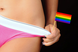Sexy woman with LGBT rainbow flag, a Person Photo by BOOCYS