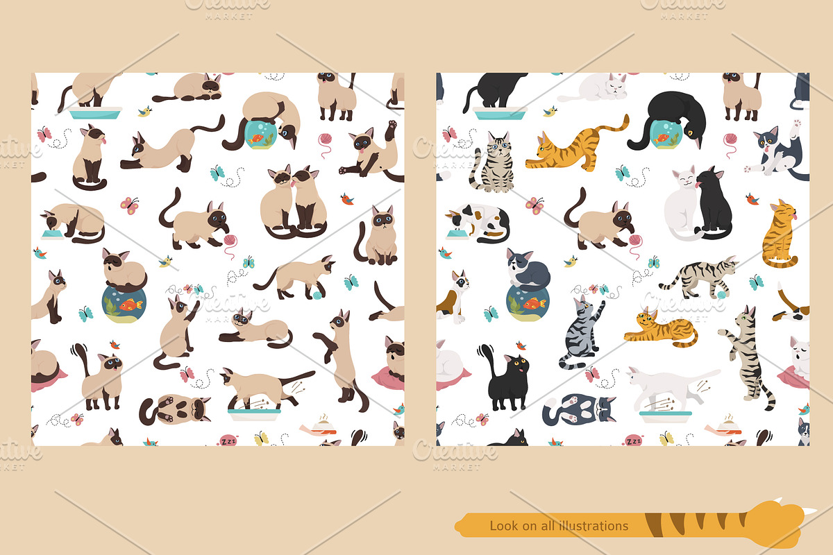 Cartoon cats clipart set, an Animal Illustration by pet design shop (Photo 9 of 12)