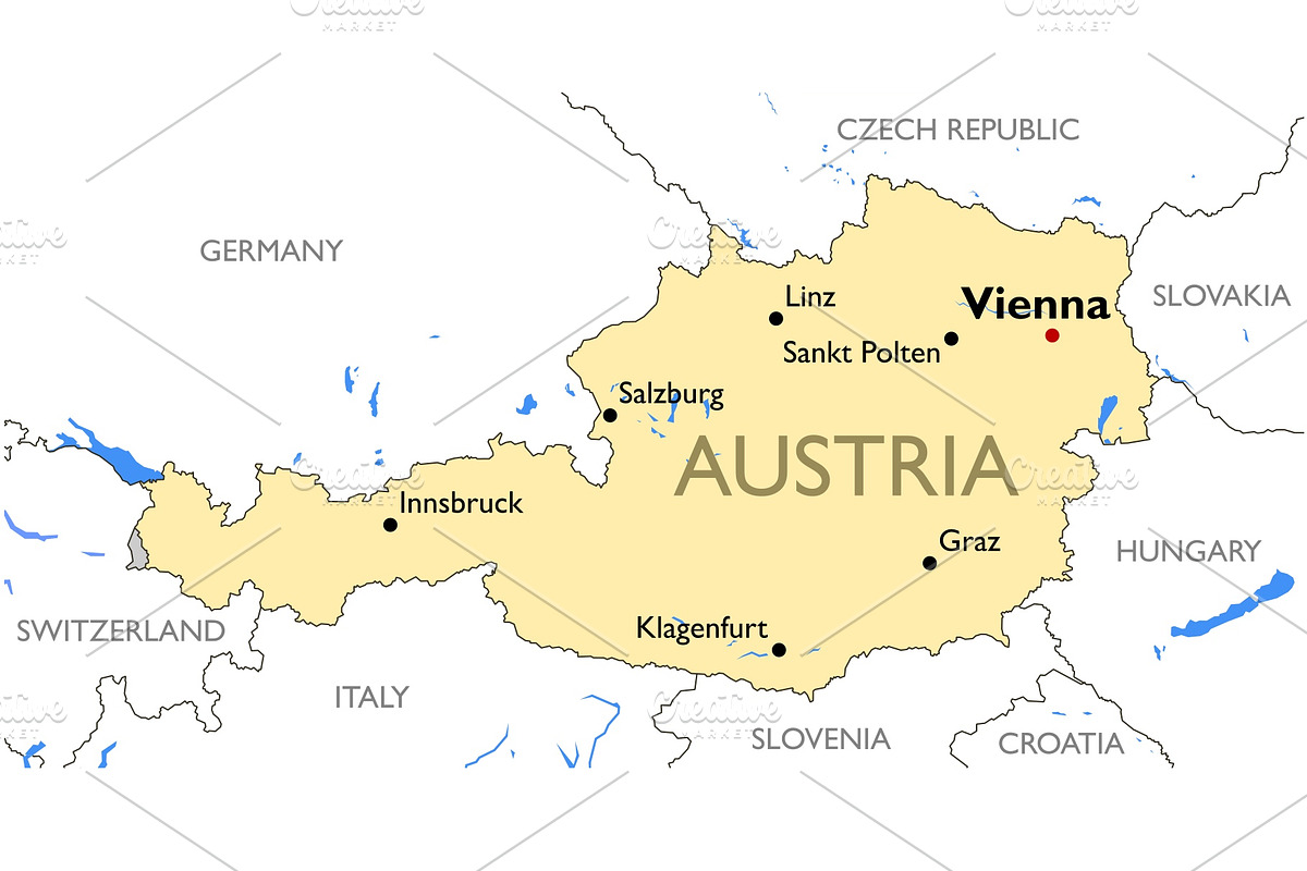 Austria map, an Illustration by ilynx