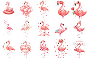 Funny Valentine's Flamingo Clipart, an Illustration by Designking (Thumbnail 3 of 5)