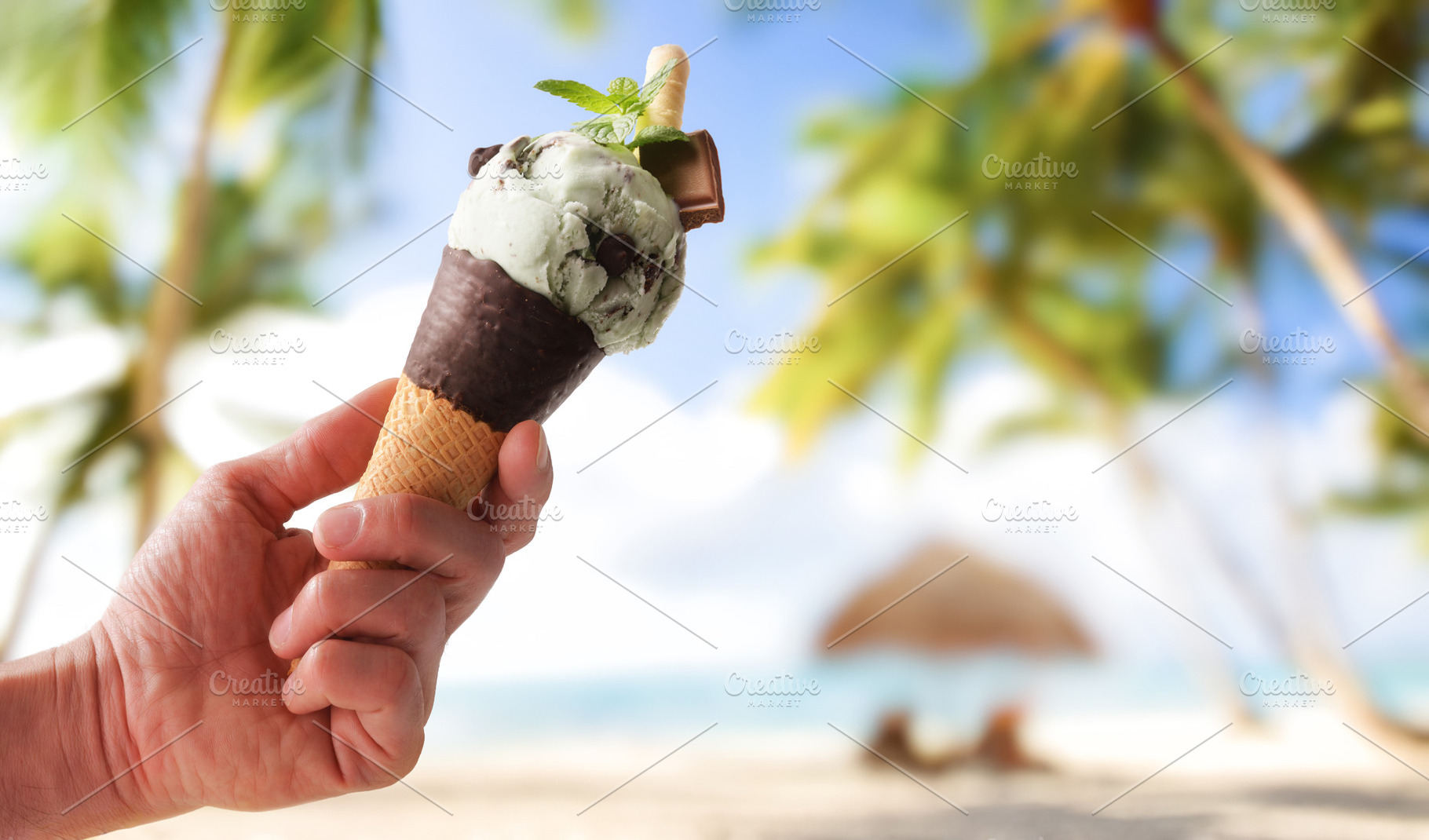 Mint Chocolate Ice Cream on Tropical Beach, a Food & Drink Photo by Davizro's Market