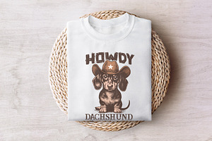 Howdy Dachshund Png, Western