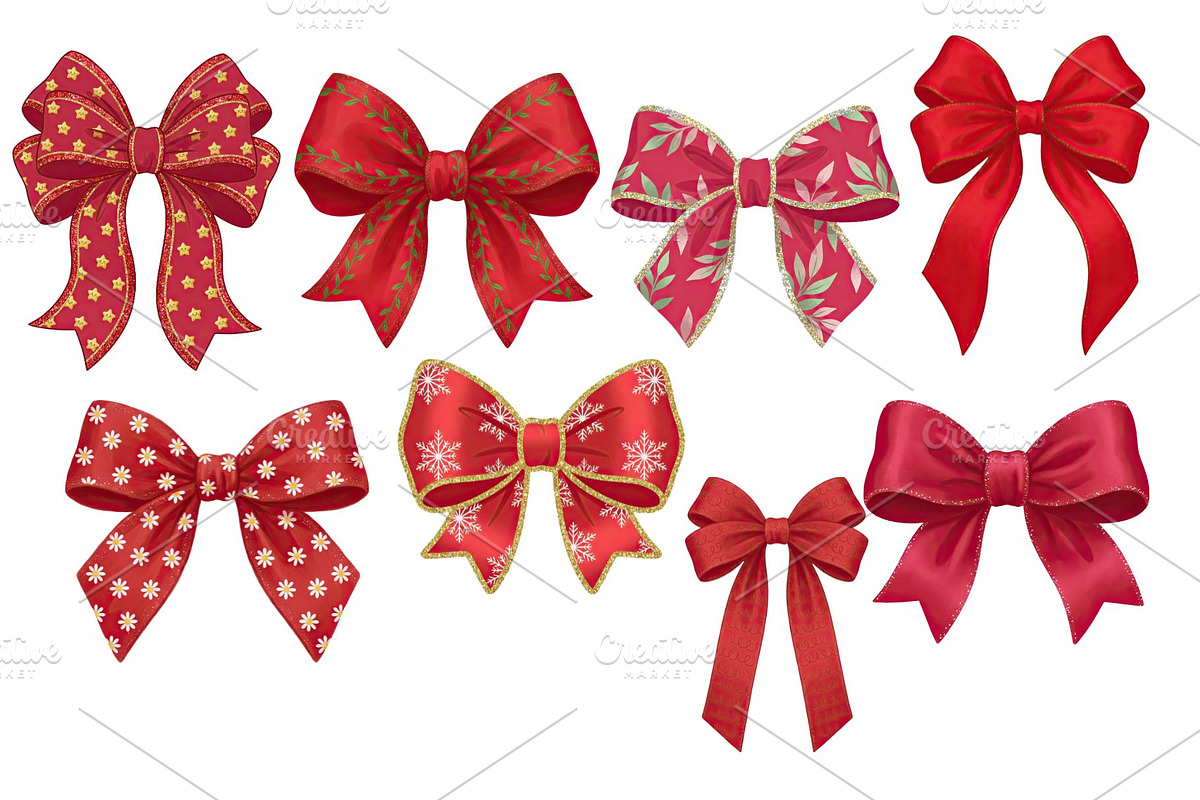 Red Textured Bows Mega Bundle, a Decorative Illustration by Stellalunarts (Photo 7 of 23)