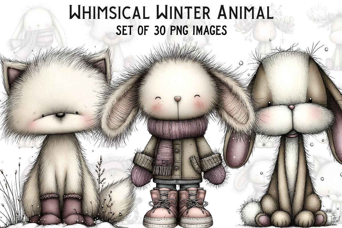 Whimsical Winter Animal Clipart, an Illustration by Craft Nest (Photo 1 of 8)