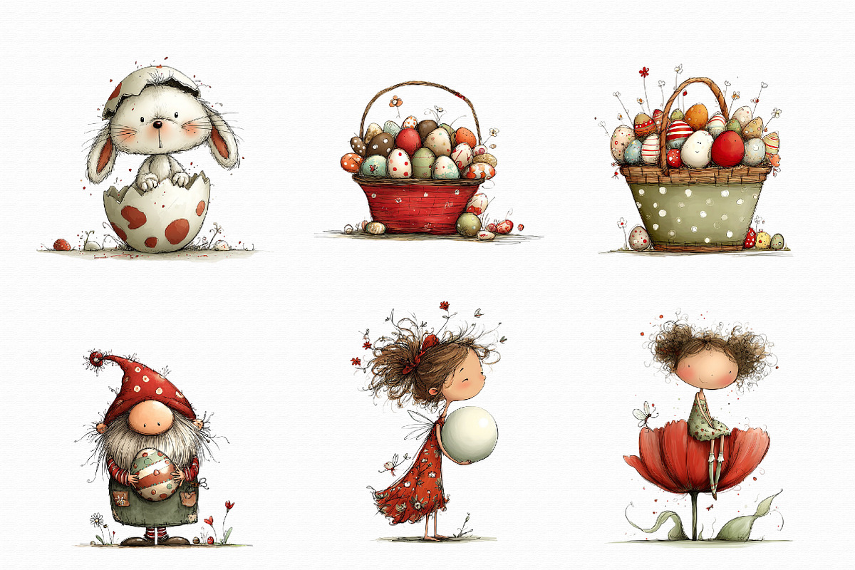 Whimsical Easter Clipart Bundle PNG, an Illustration by Libby Wishes (Photo 7 of 7)