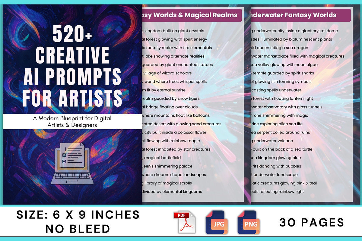 520+ Creative AI Prompts for Artists, a Stationery Template by Designmela01 (Photo 7 of 7)