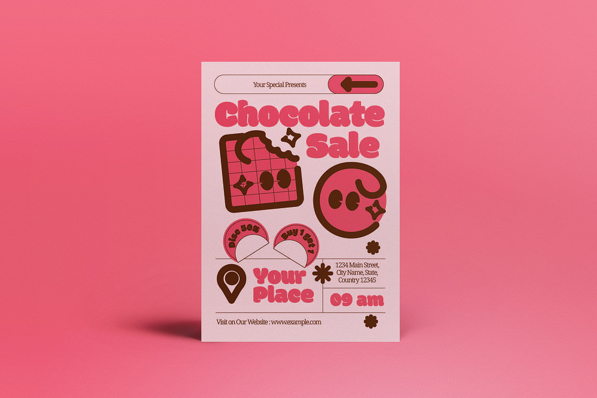 Pink Flat Chocolate Promo Flyer, a Flyer Template by graphicook (Photo 2 of 4)