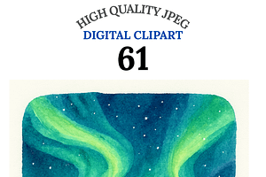 Aurora Borealis Clipart Set, a Decorative Illustration by Pati Charm Studio