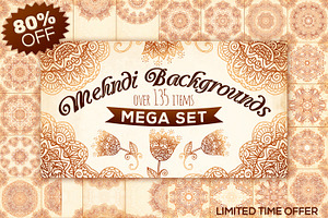 Mehndi Backgrounds BIG set