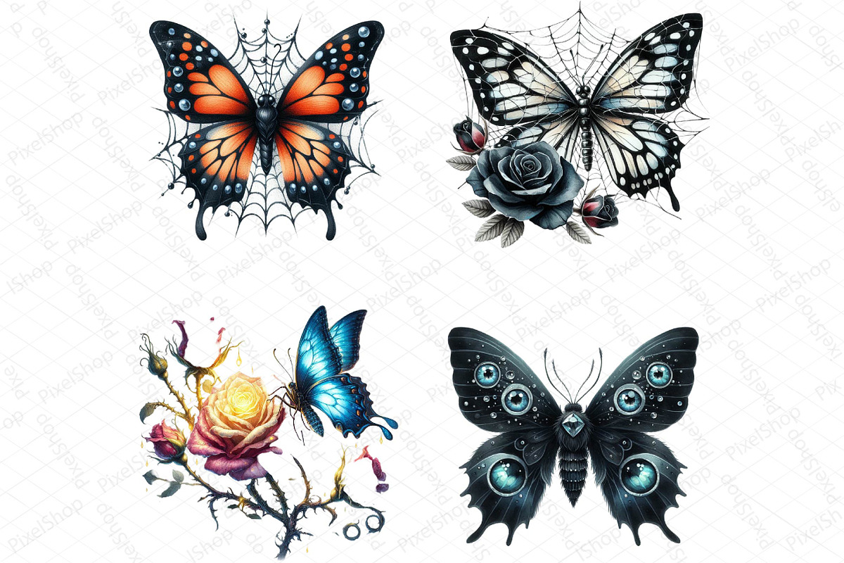 Halloween Butterfly Garden Clipart, an Illustration by DreamPrint404 (Photo 4 of 5)