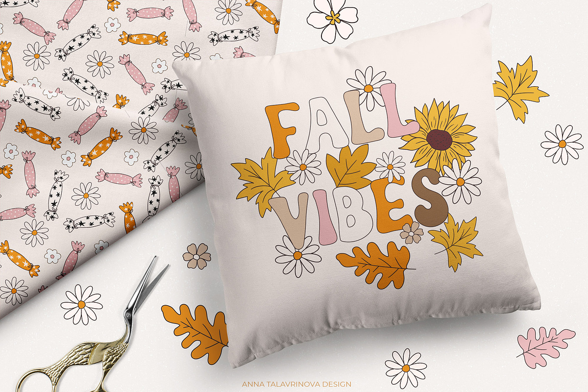 Retro Groovy Autumn Halloween, an Illustration by Cozy pattern shop (Photo 3 of 11)
