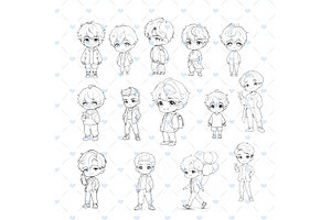 Procreate Chibi Boys Stamp Brushes