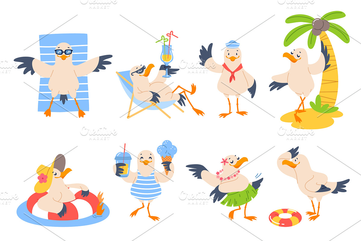 Cute seagull character. Cartoon, an Animal Illustration by YummyBuum
