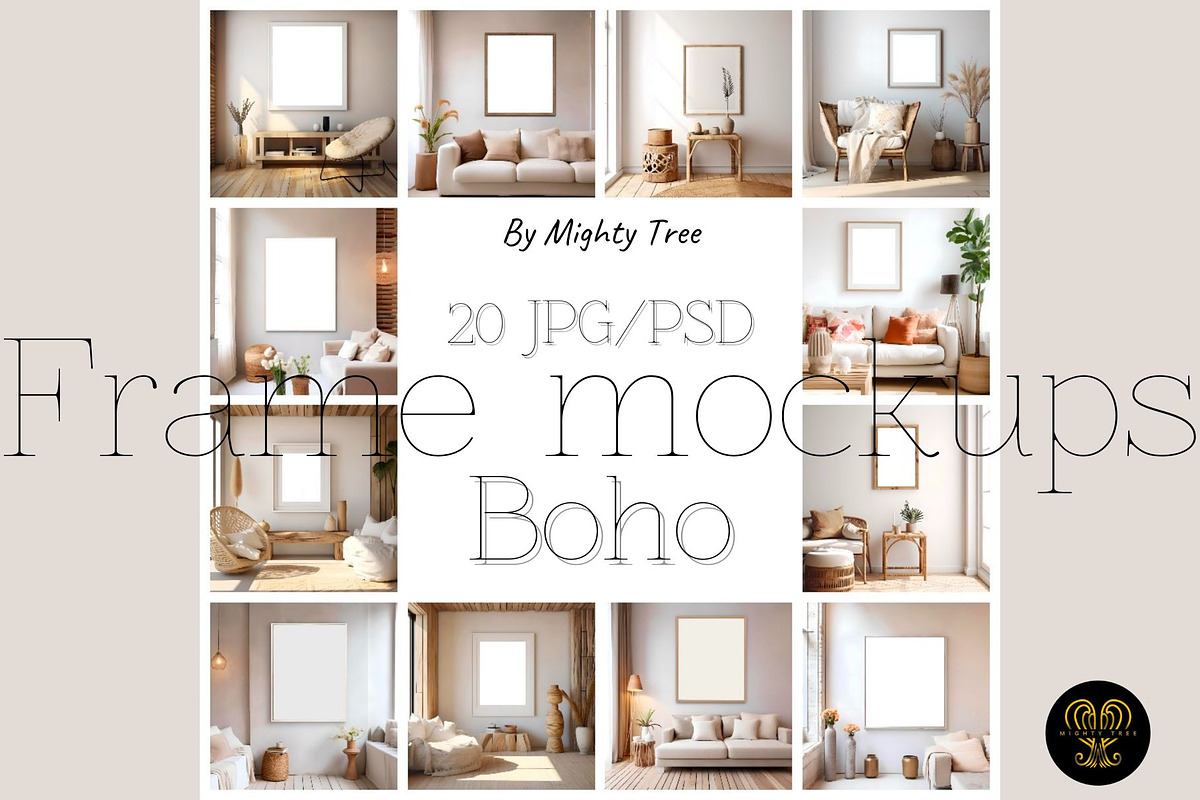 Set with frame mockups 7, a Merchandise Mockup by MightyTreeIE (Photo 1 of 8)