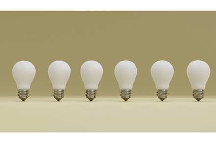 3d render of light bulbs over yellow