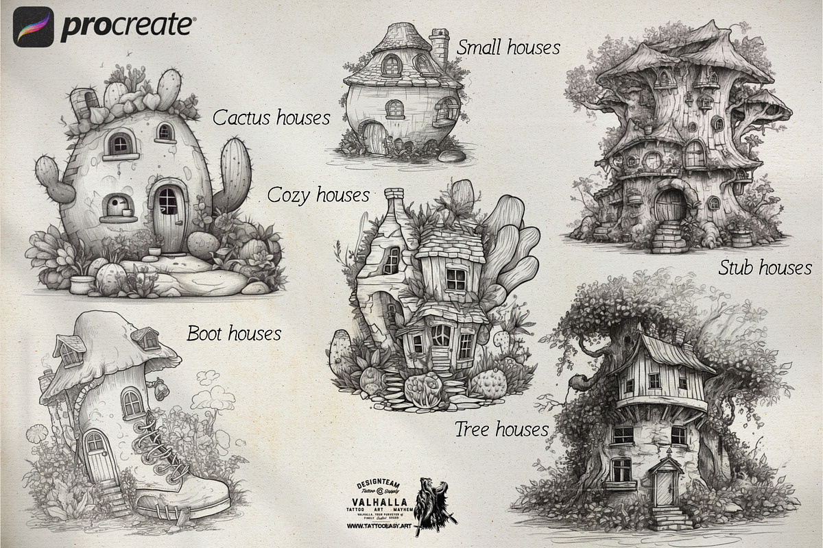Procreate; fairy houses, a Brush Add-On by Studio.Valhalla (Photo 4 of 6)