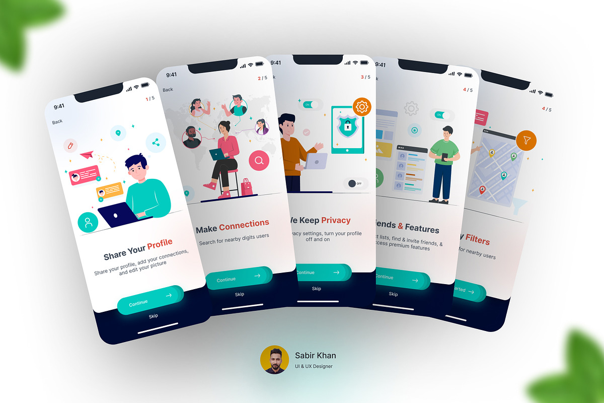 Social Network Onboarding Screens UI, an UI Kit Template by DesignBox (Photo 3 of 3)