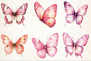 Pink Watercolor Butterflies Clipart, an Illustration by Rose Art (Thumbnail 3 of 7)